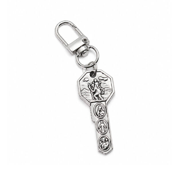 Wholesale Zinc Alloy Silver St. Christopher Key Pendant Car Keychain Accessory