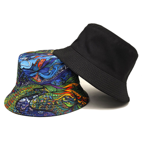 Wholesale Vintage Geometric Doodle Double Sided Bucket Hat Sun Protection Outdoor Hat