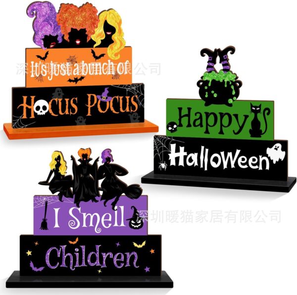 Wholesale Wooden Halloween Ghost Ornament Decorative Accent for Party Home Resale