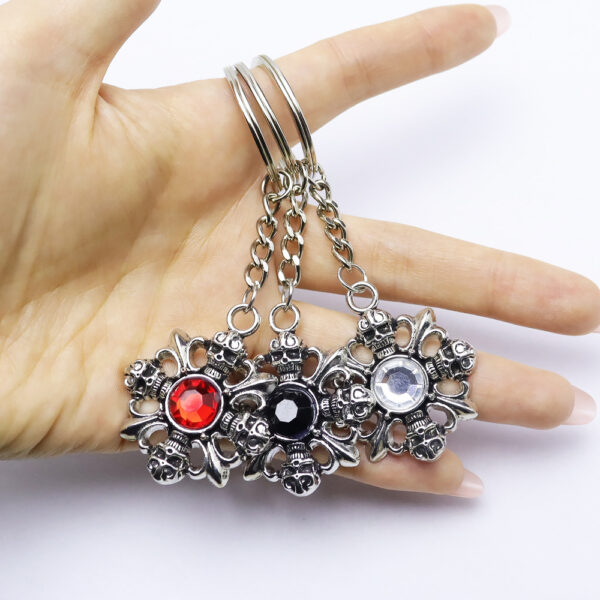 oly-6782aee4d1e83cf469d7af04d27b1e5c Wholesale Retro Red Gemstone Skull Alloy Keychain Pendant Boutique Resale Keychain Accessory