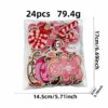 Wholesale Pink Christmas Embroidery Patch Polyester Thread Iron-On Decorative Gift