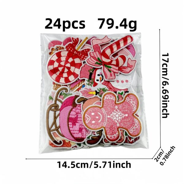 Wholesale Pink Christmas Embroidery Patch Polyester Thread Iron-On Decorative Gift