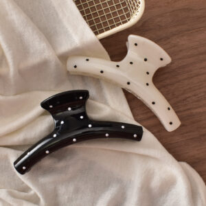 Wholesale Large Black and White Polka Dot Hair Clip for Women Thick Hair Fashion Accessory