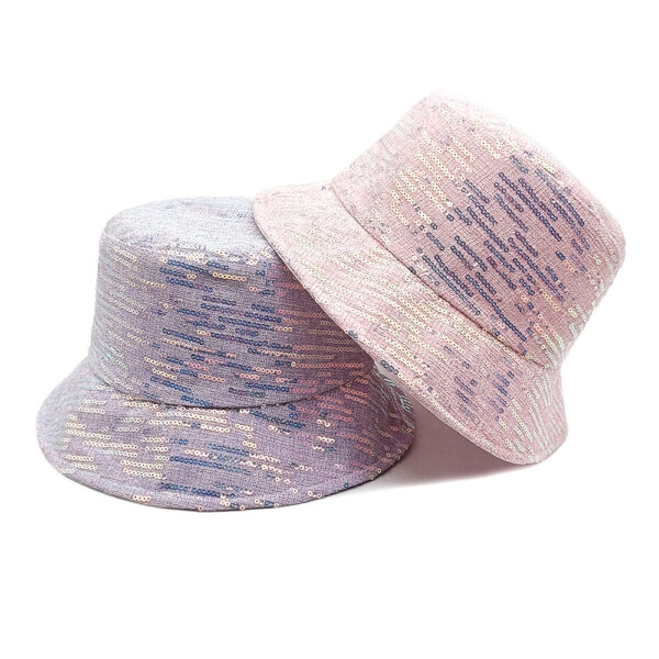 Wholesale Fashion Sequin Fisherman Hat with Sun Protection Double Sided Light Pink for Resale