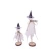 Wholesale Wooden Halloween Ghost Ornaments Set of 3 White Ghost Imp with Hat Home Decor Gift