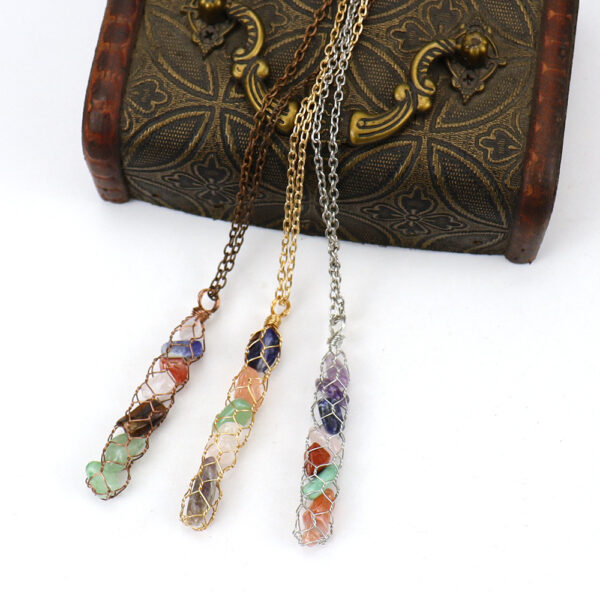 oly-67e6205feb17b4bbc8160d57a556a452 Wholesale Crushed Stone Net Bag Pendant Necklace Handmade Amethyst Agate Crystal Jewelry Accessory