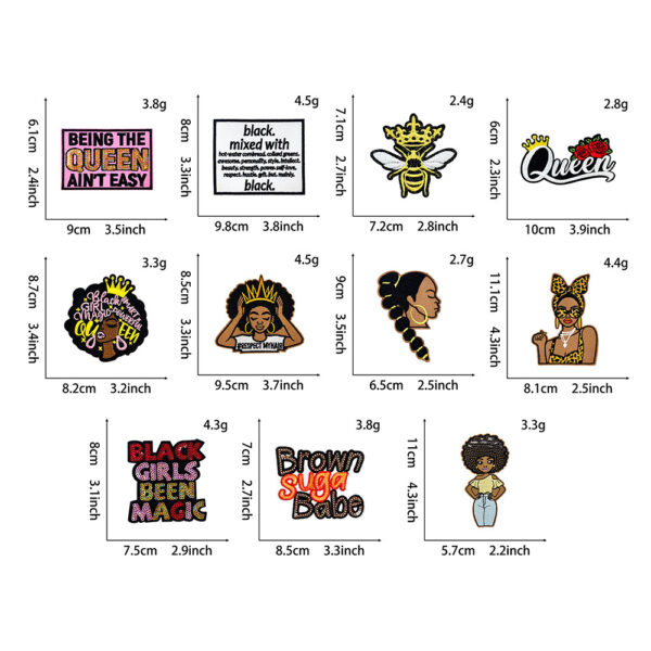 Wholesale Polyester Embroidered Patches Leopard Print Afro Girl for Shoes Hats DIY Accessory