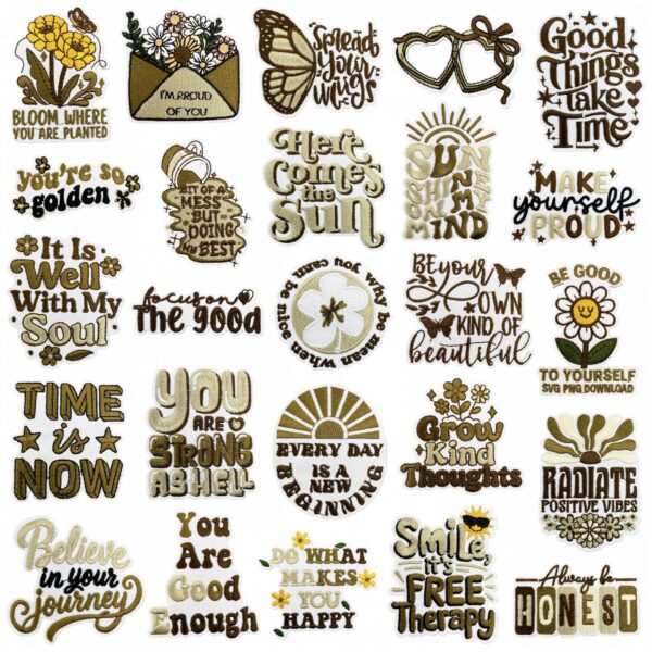 Wholesale Inspirational English Embroidery Patch, Iron-On Decorative Sticker for Bags, Clothing, Gift