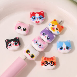 oly-683175e667bbb47bec066087c08c82d5 Wholesale Acrylic Cat Print Loose Beads Fashion DIY Car Key Accessory for Resale