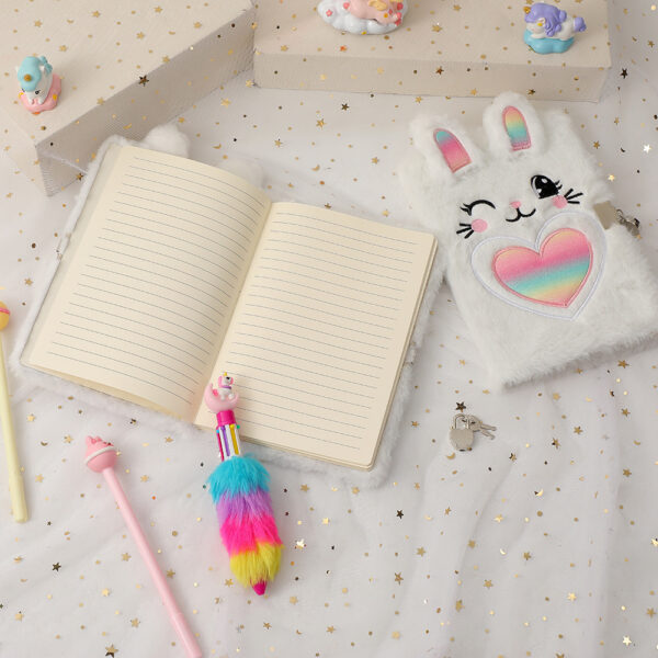 oly-68429903f5b80a725e5bac7dc1cee825 Wholesale Plush Cartoon Rabbit Diary Notebook for Kids Cute Daily Journal Gift