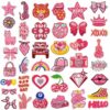 Wholesale Cartoon Pink Embroidered Heart Star Patch Decorative Iron On Clothing Accessory Gift