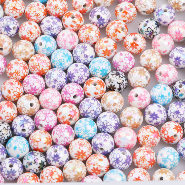 oly-685e5fe8ccb61570699de1593ef617a7 Wholesale Flower Snowflake Print Acrylic Beads 16mm DIY Phone Charm Accessory