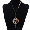 Wholesale Colorful Agate Crystal Tree of Life Pyramid Pendant Necklace Fashion Accessory