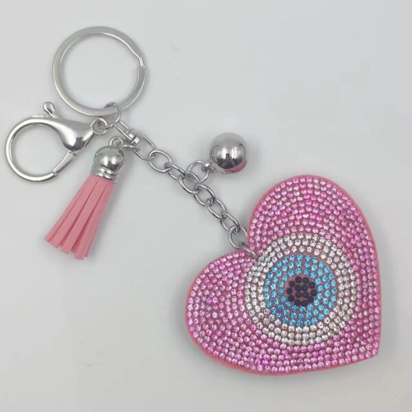 Wholesale Red Rhinestone Devil Eye Heart Keychain Tassel Bag Charm Wedding Favor Decorative Accessory