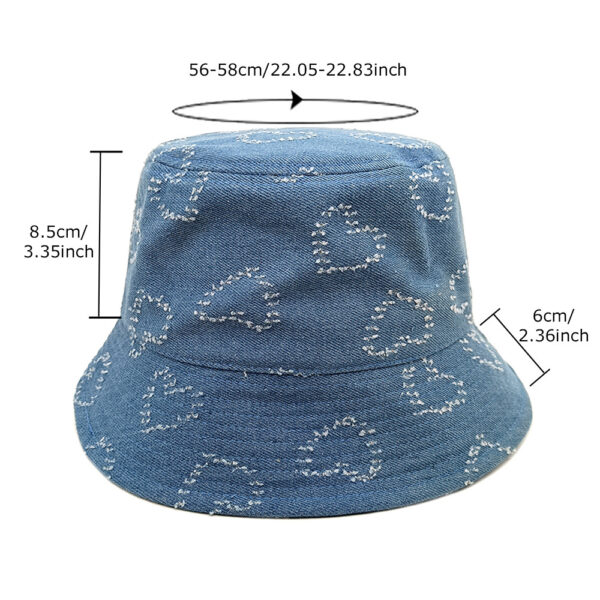 oly-6889a7cac5aedaec2a2391f8fa3951c1 Wholesale Korean Style Denim Love Heart Bucket Hat for Daily Outings Sun Protection Fashion Accessory