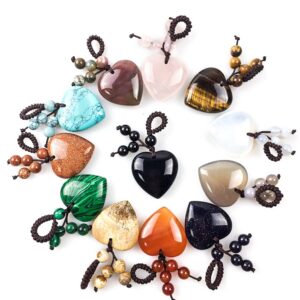 oly-6899588ecce2cbb91e681fd542aa2c9f Wholesale Natural Crystal Heart Pendant Keychain Decorative Car Key Accessory for Boutique Resale