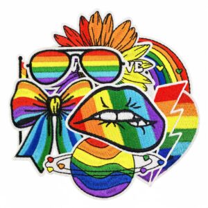 Wholesale Rainbow Embroidered Patch Set - 9 Pieces Decorative Iron-On Patches for DIY Clothing Accessories