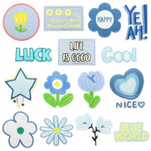oly-68b6e3992ccfe40c1f89c951d63362ee Wholesale Blue Flower Embroidery Iron-On Patch - Fashion Accessory for Bags, Clothing Repairs
