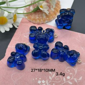 Translucent royal blue / Bear pendant (single)