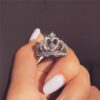 Wholesale Crown Design Silver Alloy Ring with Zircon - Boutique Jewelry Accessory