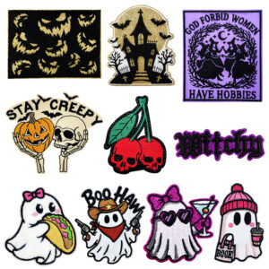 oly-68df256a8302b1afa5fe4005677f81f3 Wholesale Halloween Ghost Skull Embroidery Patches Decorative Iron-on Patches for Clothing Boutique Resale Accessory