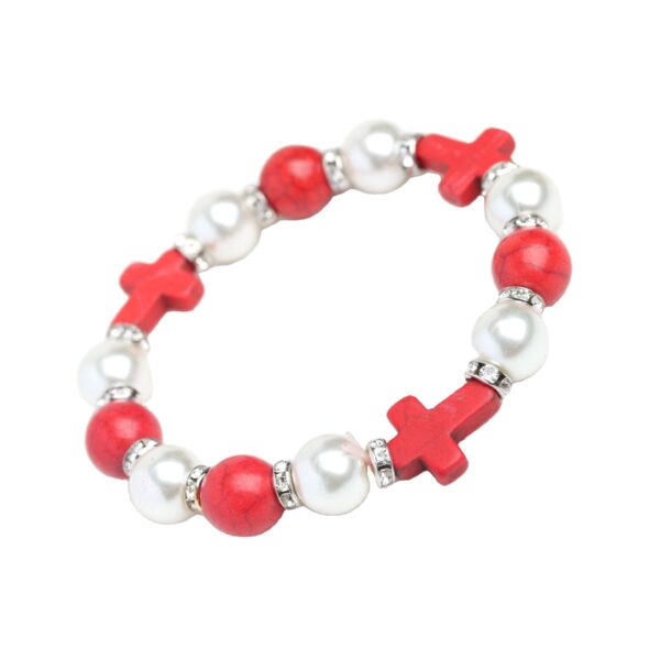 oly-68ee605ff28ae46e643417312afdfb36 Wholesale Cross Bracelet Turquoise Glitter Pearl Unisex Everyday Wear Fashion Accessory
