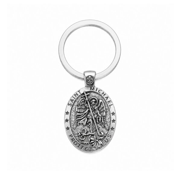 Wholesale Retro Saint Michael and Saint Christopher Metal Keychain Pendant Fashion Accessory Gift