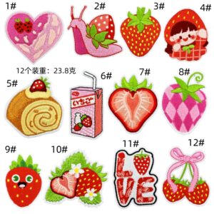 Strawberry cloth patch set of 12 pieces