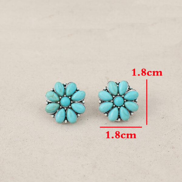 oly-69093873655ccb71a29254596b3477c6 Wholesale Retro Bohemian Floral Turquoise Earrings Alloy Electroplated Party Wear