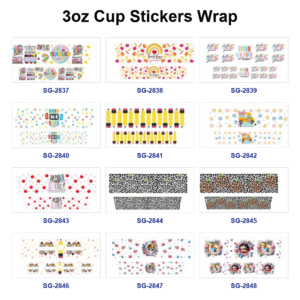 Wholesale 8pcs Teacher School Stationery Mixed Print 3oz Cup Stickers Wrap OLY Exclusive