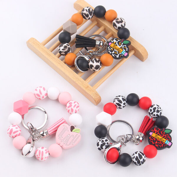 oly-6956e9d62c424a66fb5b71afbe0e41c2 Wholesale Design DIY Wrist Keychain Red Silicone Beaded Tassel Key Ring Accessory for Birthday Gifts