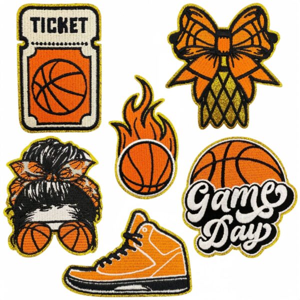 oly-69728e8039d81787655c7f71203c61de Wholesale Basketball Theme Embroidered Cloth Patch Set 6Pcs Decorative Iron-On Applique for Resale Gift