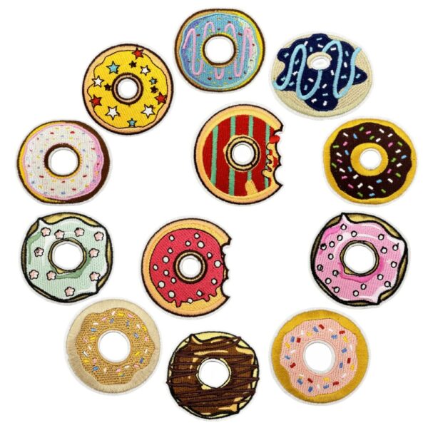 Wholesale Colorful Donut Embroidered Patch Polyester Thread Chic Clothing Decoration for Kids