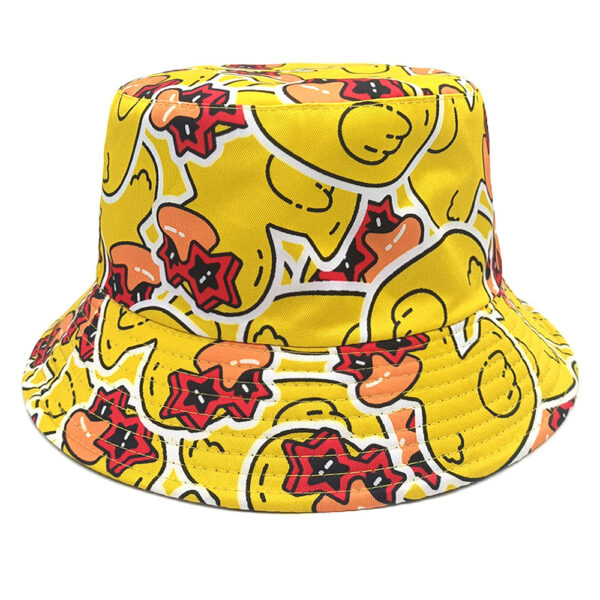 Wholesale Little Yellow Duck Print Bucket Hat Reversible Sun Protection Hat for Outdoor