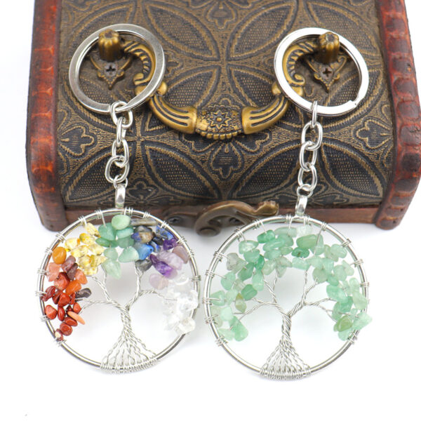 oly-698e2037124bd549e051c922f132b41b Wholesale Tree of Life Natural Crystal Chips Keychain Pendant Fashion Jewelry Accessory Gift for