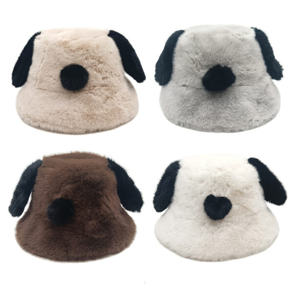 Wholesale Fluffy Furry Bucket Hat with Puppy Ears Winter Warm Thick Hat for Women Chic Casual Accessory