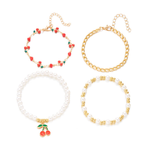 oly-69b8769ce2ee5a63d78bb726a89f450b Wholesale Sweet Cherry Pearl Multi Layer Bracelet Set Alloy Electroplated Jewelry Gift for Women