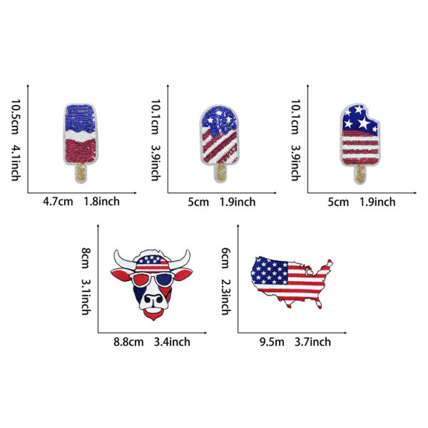 Wholesale Sequined Bow American Flag Iron on Patch for Coat Boutique Resale