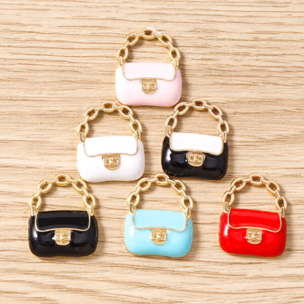 Wholesale 10Pcs Black Zinc Alloy Bag Charm Set DIY Pendants Earrings Keychain Fashion Accessory