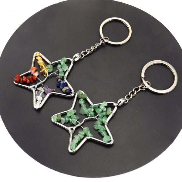 oly-69de1c247325991ec63c908ecd27549e Wholesale Metal Keychain Pendant Colorful Crystal Star Life Tree Design for Couple