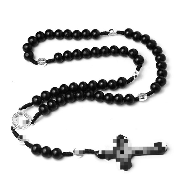 oly-69e83c5d60cf21c0788b160fae61eb63 Wholesale Handmade Wooden Cross Rosary Necklace with Knots Trendy Jewelry Accessory