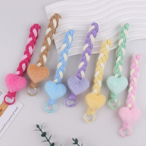 oly-69e9326da310bd2f1616b73f398ff548 Wholesale Red Heart Design Cotton Rope Keychain Bag Charm Fashion Accessory for Couples