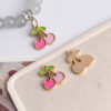 Wholesale Pink Cherry Simulated Food Toy Pendant Alloy Baked Paint Charm for DIY Bracelet Phone Chain Boutique Resale