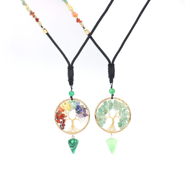 Wholesale Colorful Agate Crystal Tree of Life Pyramid Pendant Necklace Fashion Accessory
