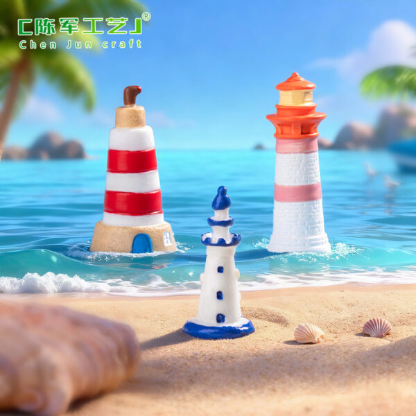Wholesale Resin Blue Lighthouse Miniature Diorama Decor Resale Decorative Accent