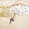 Wholesale Zinc Alloy Gothic Cross Keychain Black Ruby Red Car Key Accessory Pendant