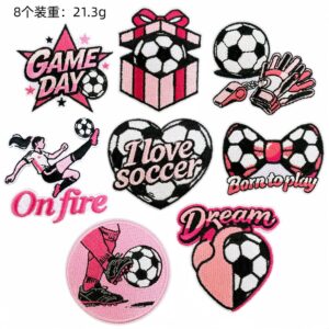 Pink soccer patch set A (8 pieces)