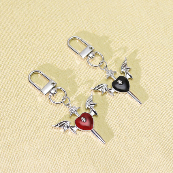 Wholesale Zinc Alloy Gothic Skull Love Wings Cross Pendant Keychain Chic Car Key Accessory