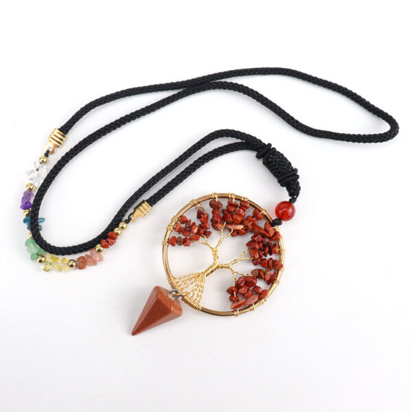 Wholesale Colorful Agate Crystal Tree of Life Pyramid Pendant Necklace Fashion Accessory