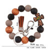 Wholesale Korean Style Chic Silicone Bead Key Ring with Leather Tassel Leopard Print White Car Key Accessory Fashion Accessory
